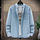 Men Casual Solid Color Lapel Long Sleeve Slim Denim Shirt