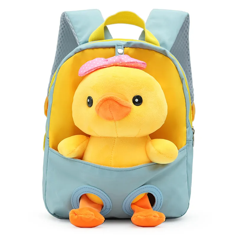 Children Kids Baby Fashion Boys Girls Cartoon Duck Doll Plushtoy Backpack School Bag