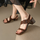 Women Fashion Solid Color Vintage One-Word Belt Buckle Design Chunky Heel Square Toe Sandals