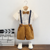 Kids Toddler Big Boys Spring Autumn Fashion Casual British Style Bow Waistcoat Stripe Shirt Suspender Trousers Party Clothing Set