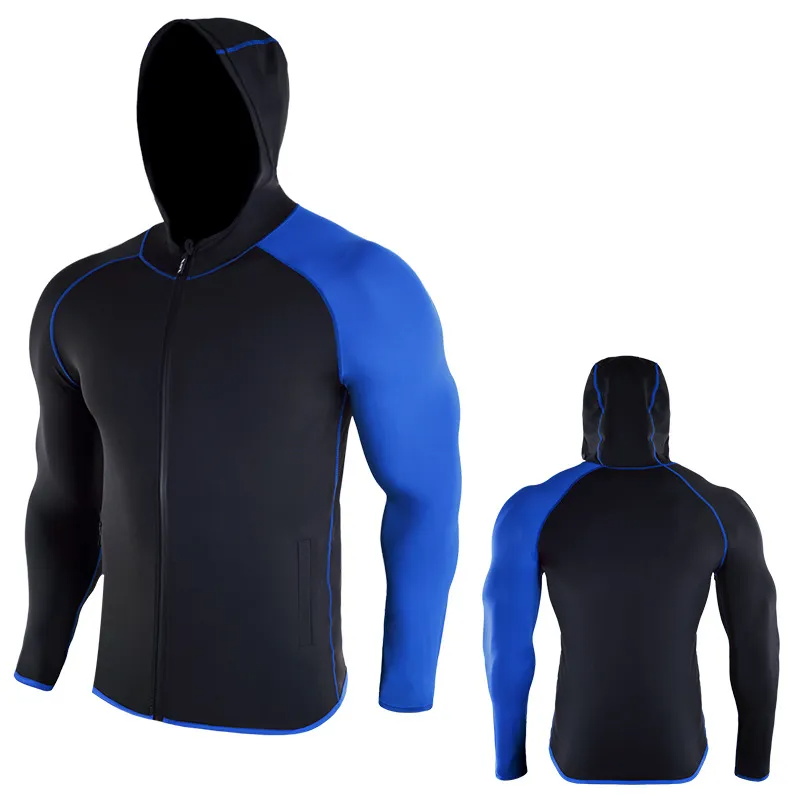Men Casual Color-Block Hooded High Elastic Quick-Drying Sports Jacket