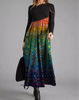 Women Ramadan /Eid Fashion Casual Print Round Neck Long Sleeve Maxi Dress