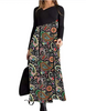 Women Ramadan /Eid Fashion Casual Print Round Neck Long Sleeve Maxi Dress