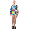 Women Fashion Multicolor Graphic Print Long Sleeve Hoodie