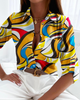 Women'S Fashion Printing Long Sleeve Lapel Single-Breasted Shirt