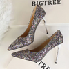 Women Sexy Shining Sequins Decor Pointed-Toe Stiletto Shoes Pumps