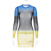 Women Fashion Sexy Gradient Printed Mesh See-Through Long Sleeve Tight Dress