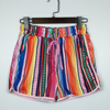 Women Casual Drawstring Contrast Rainbow Color Shorts