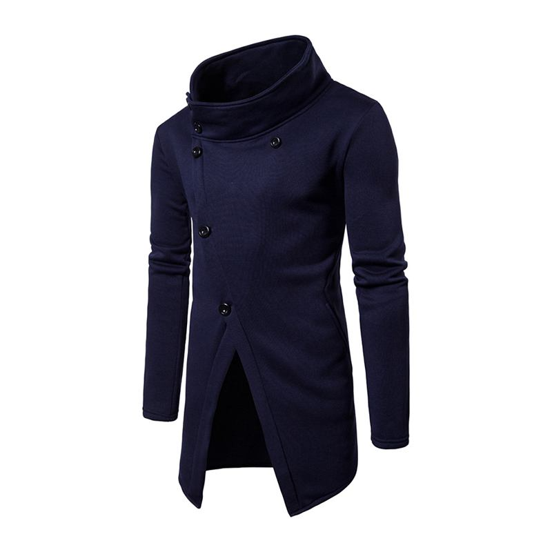 Fashion Style Men Cotton Long Sleeves Solid Color Special Design Button Coat