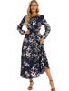 (Buy 1 Get 1) Women Ramadan /Eid Fashion Casual Floral Print Round Neck Long Sleeve Maxi Dress