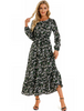 (Buy 1 Get 1) Women Ramadan /Eid Fashion Casual Floral Print Round Neck Long Sleeve Maxi Dress