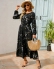 (Buy 1 Get 1) Women Ramadan /Eid Fashion Casual Floral Print Round Neck Long Sleeve Maxi Dress