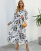 (Buy 1 Get 1) Women Ramadan /Eid Fashion Casual Floral Print Round Neck Long Sleeve Maxi Dress
