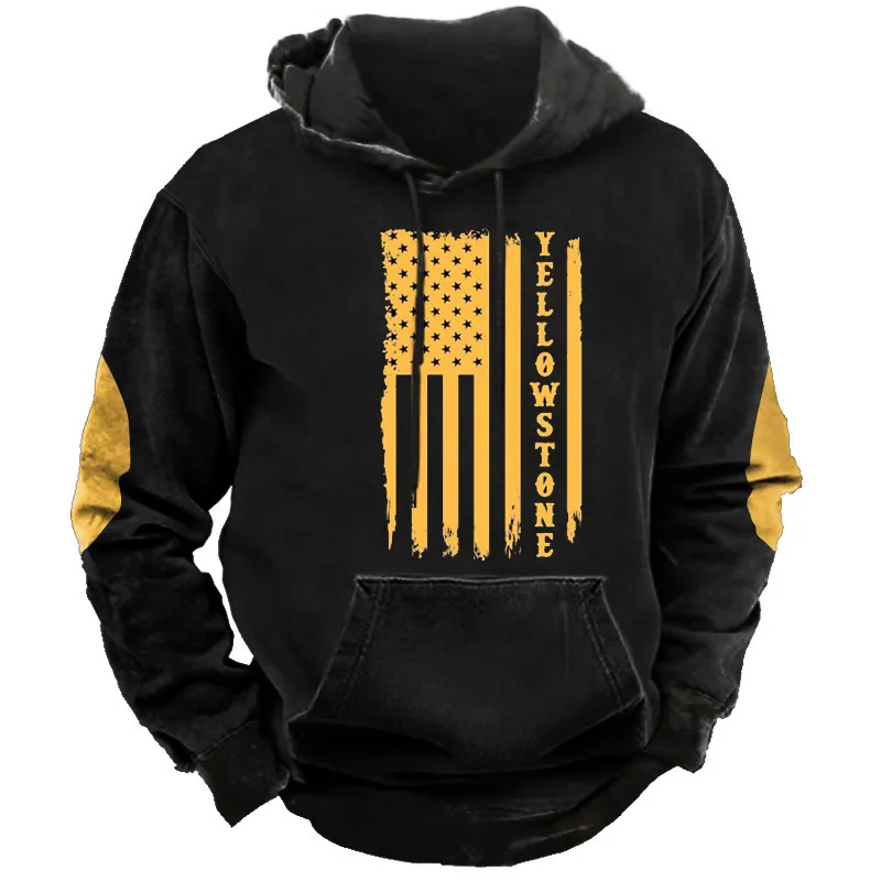 Men Vintage Casual Ethnic Style Basic 3D Print Plus Size Long Sleeve Hoodies