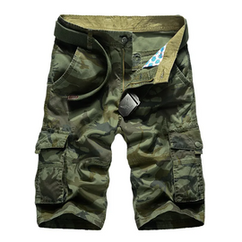 Men Casual Mid-Rise Multi-Pocket Large Size Loose Shorts