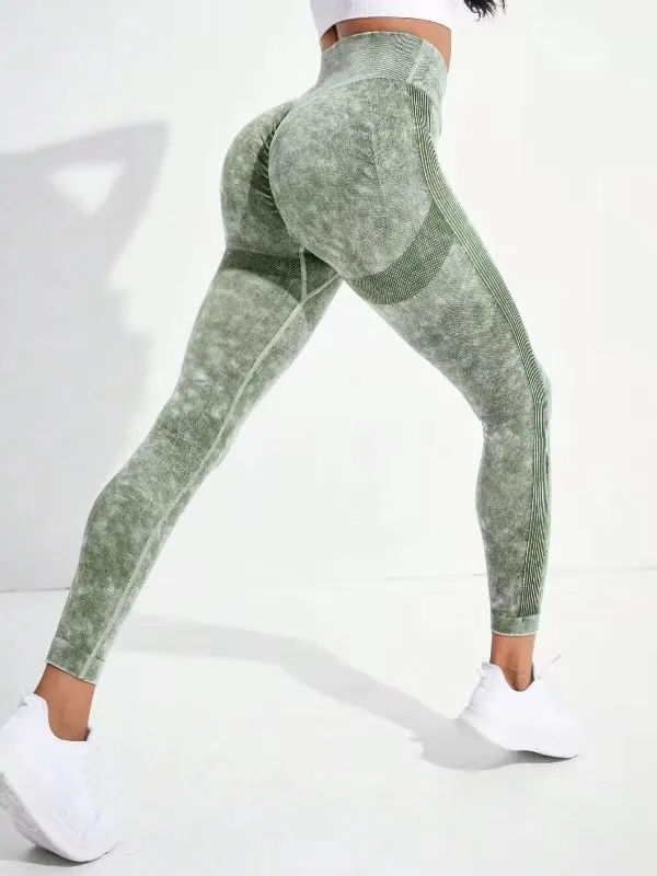 (Buy 1 Get 1) Fashion Women Tie Dye Print Cross-Waisted Tight Sports Pants Yoga Leggings