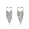Women Fashion Exaggerated Heart-Shaped Rhinestone Hollow Tassel Earrings