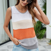 Women'S Contrasting Color Hollow Sleeveless V-Neck Tank Top