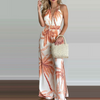 Women Vacation Bohemian Halter Neck Sleeveless All Over Print Loose Jumpsuits 3