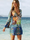 Ladies Sexy V Neck Chiffon Long Sleeve Printed Beach Dress Short Skirt