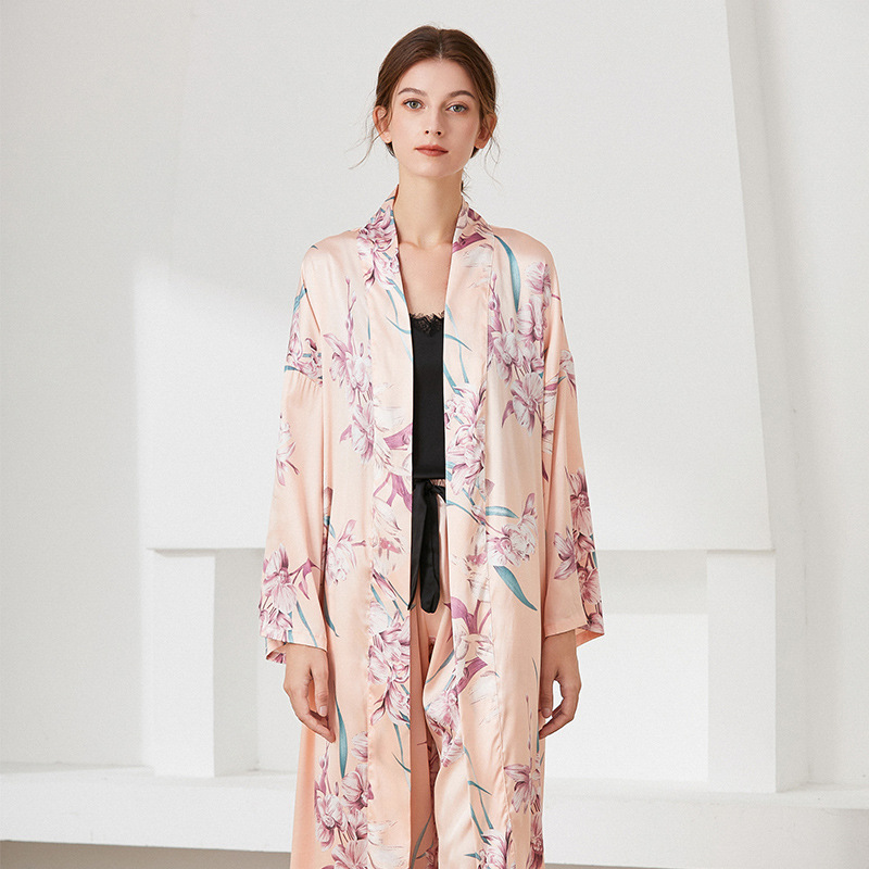 Cozy Women Lingerie Fashion Solid Color Pajamas Nightrobe Three-Piece Set Sleepwear