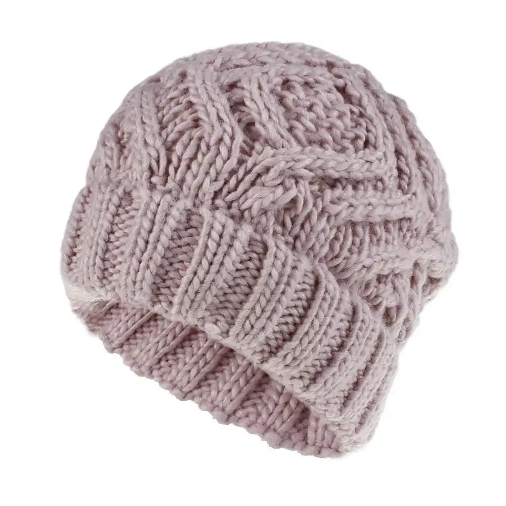 (Buy 1 Get 1) Fashion Diamond Pattern Solid Color Thick Wool Knitted Hat