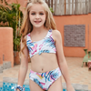 Girls Fashion Plants Printed Tops And Bottoms Bikini Suit