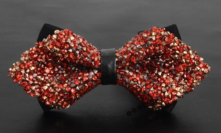 (Buy 1 Get 1) Men'S Casual Fashion Rhinestone Exquisite Nightclub Solid Color Bow Tie