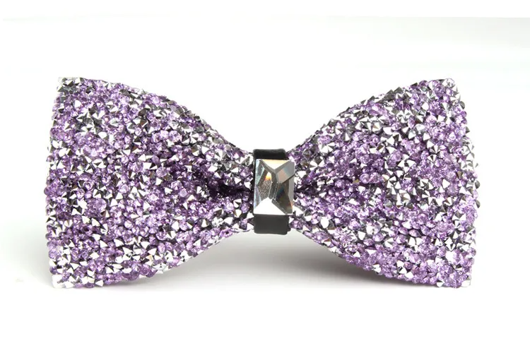 (Buy 1 Get 1) Men'S Casual Fashion Rhinestone Exquisite Nightclub Solid Color Bow Tie