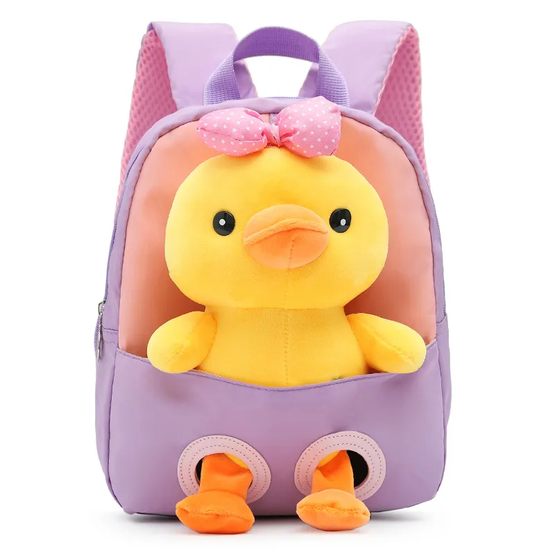 Children Kids Baby Fashion Boys Girls Cartoon Duck Doll Plushtoy Backpack School Bag