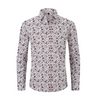 Men Fashion Casual Tiny Flower Long Sleeve Lapel Shirt
