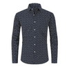 Men Fashion Casual Tiny Flower Long Sleeve Lapel Shirt
