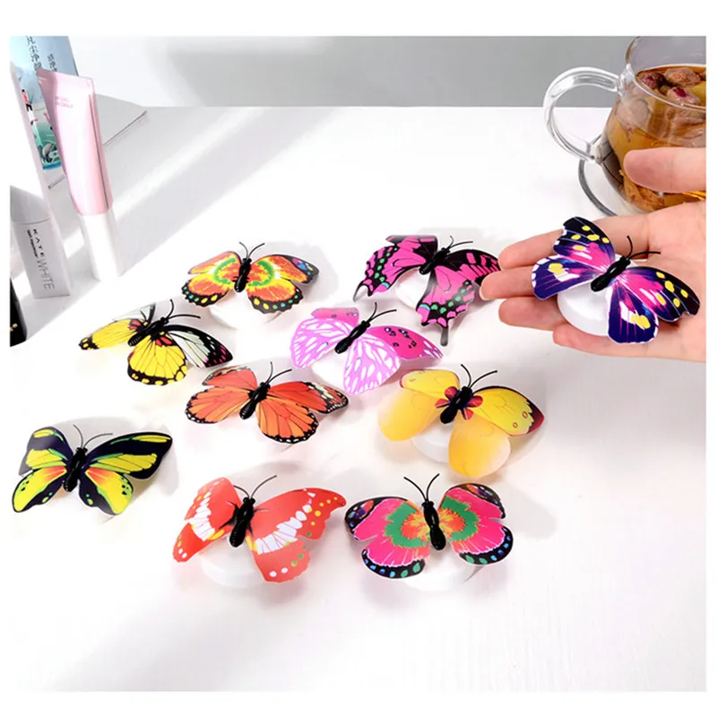 (Buy 1 Get 1) Fashion Colorful Butterfly 3D Simulation Paste LED Decorative Wall Night Light