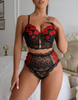 Women'S Sexy Floral Mesh Lace See-Through Lingerie Set
