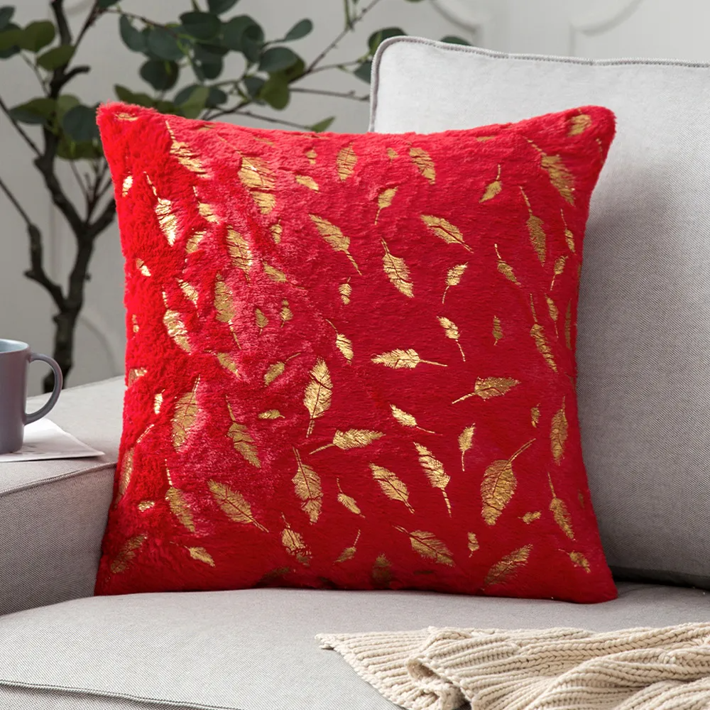 Fashionable Simple Short Plush Bronzing Feather Home Sofa Cushion Cover