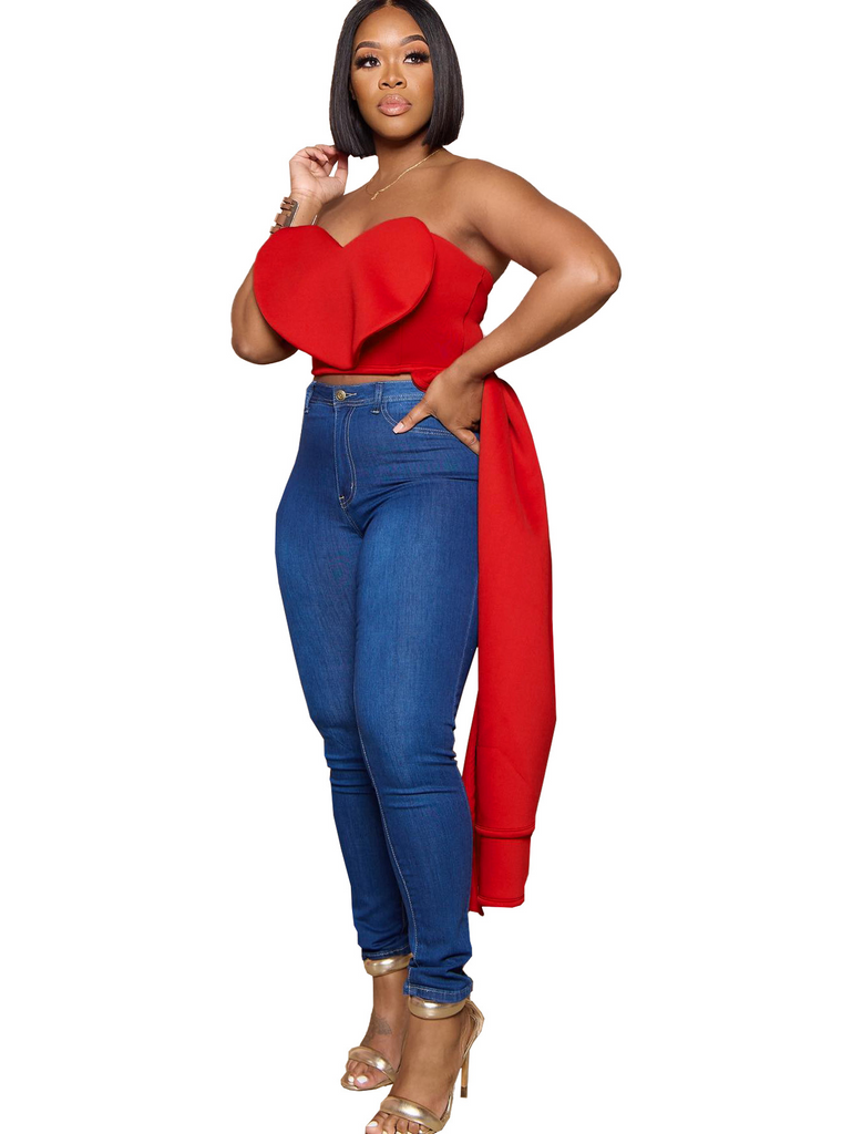 Women Fashion Romantic Heart Design Tube Top