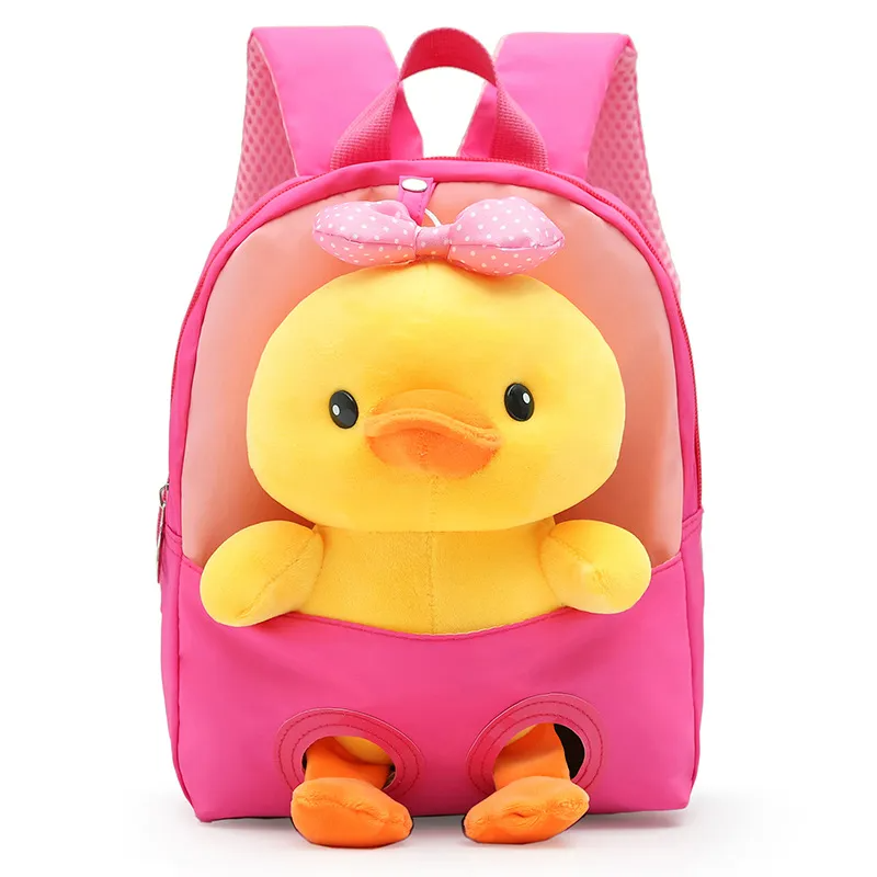 Children Kids Baby Fashion Boys Girls Cartoon Duck Doll Plushtoy Backpack School Bag