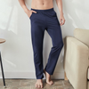 M-3XL Men Solid Color Loose Cotton Lounge Pants