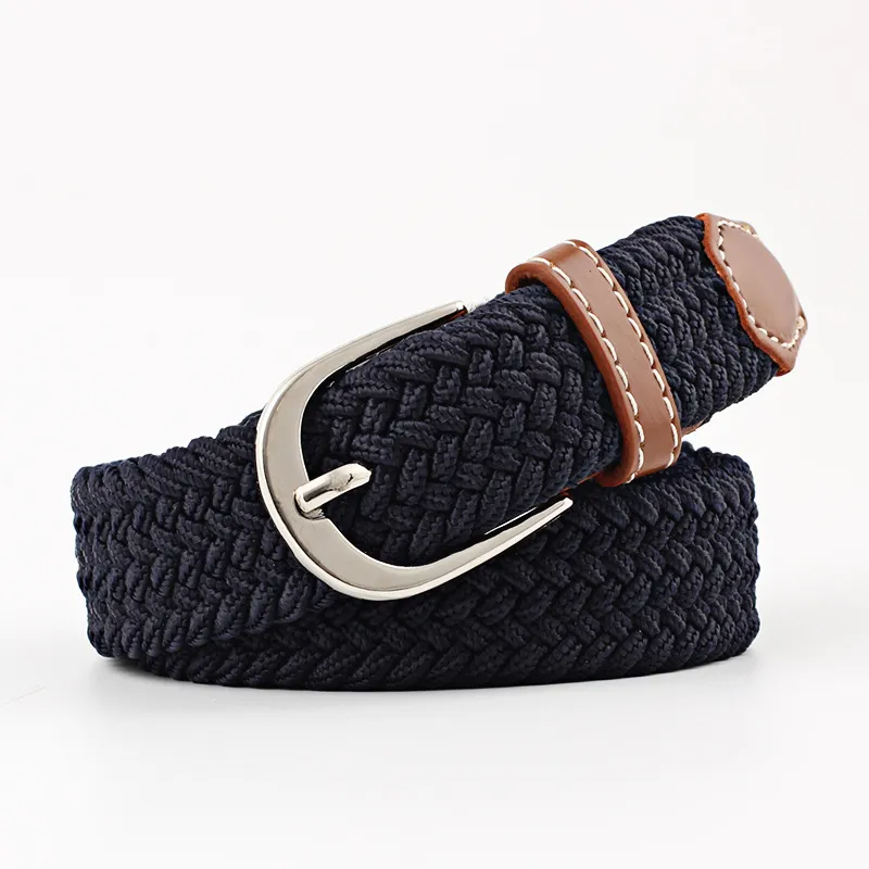 (Buy 1 Get 1) Men Women Fashion Casual Versatile Solid Color Canvas Woven Metal Buckle Belt
