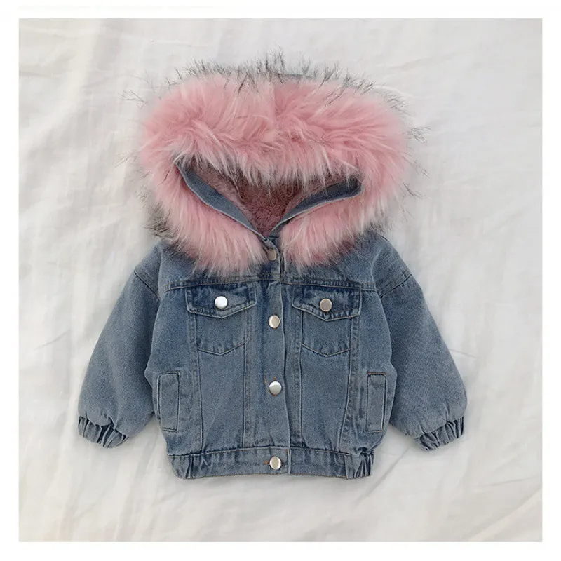 Kids Toddler Girls Boys Autumn Winter Fashion Casual Cute Solid Color Woollining Denim Coat