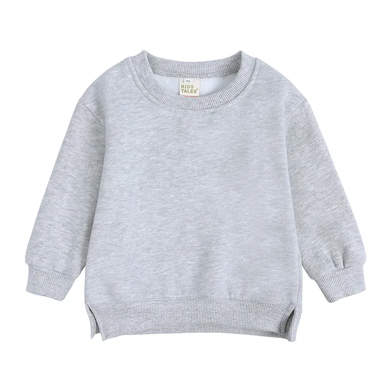 Baby Children Kids Girls Boys Solid Color Long Sleeves Sweatshirt