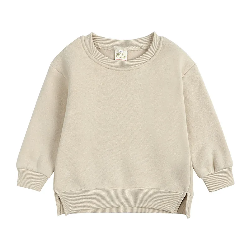 Baby Children Kids Girls Boys Solid Color Long Sleeves Sweatshirt
