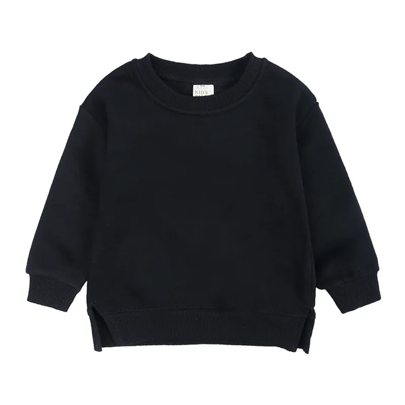 Baby Children Kids Girls Boys Solid Color Long Sleeves Sweatshirt