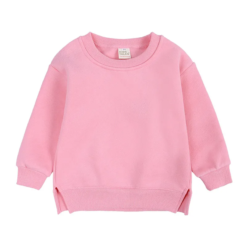 Baby Children Kids Girls Boys Solid Color Long Sleeves Sweatshirt