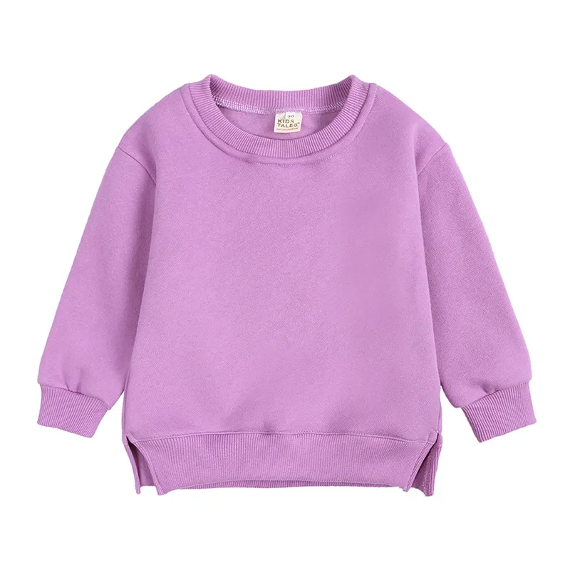 Baby Children Kids Girls Boys Solid Color Long Sleeves Sweatshirt