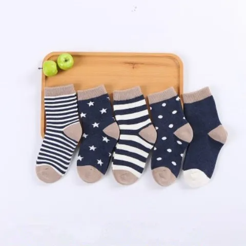 5pairs/Set Kids Cute Cartoon Striped Comfortable Breathable Elasticity Socks