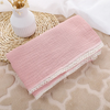 (Buy 1 Get 1) Baby Double-Layer Solid Color Swaddle Blanket Cotton Muslin Swaddles With Lace Edge(100*120cm )