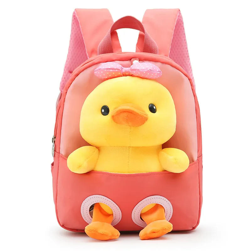 Children Kids Baby Fashion Boys Girls Cartoon Duck Doll Plushtoy Backpack School Bag