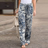 Women'S Fashion Casual Cotton Linen Printed Elastic-Waist Pants