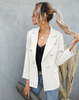 Women Fashion Solid Color Pocket Lapel Button Blazer